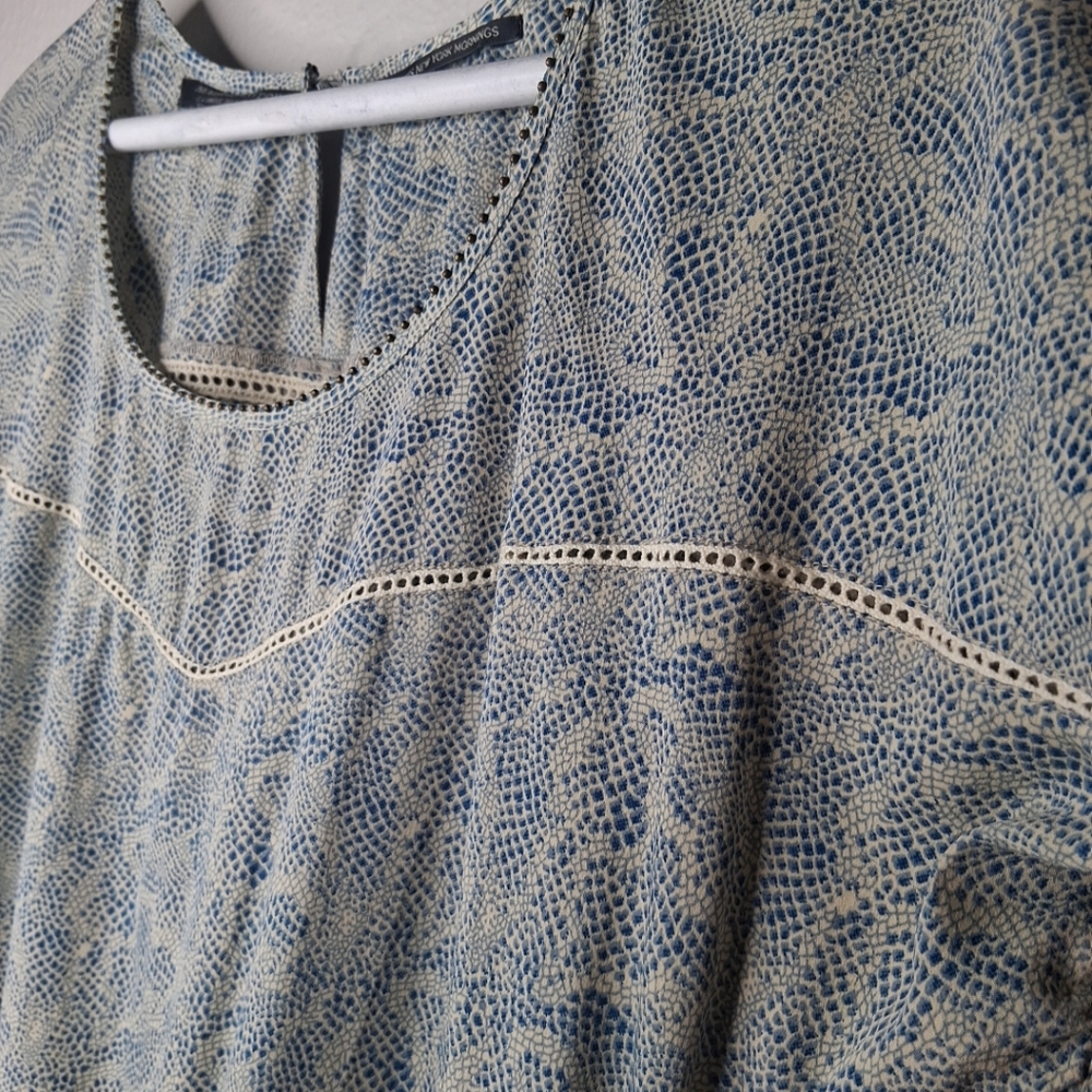 Maison Scotch Mini Dress Dainty Print Short Sleeve Smocked Waist Blouson S/M - Picture 4 of 16
